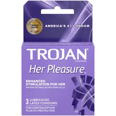 TROJAN HER PLEASURE SENSATIONS LUBRICATED CONDOMS - 3 PACK