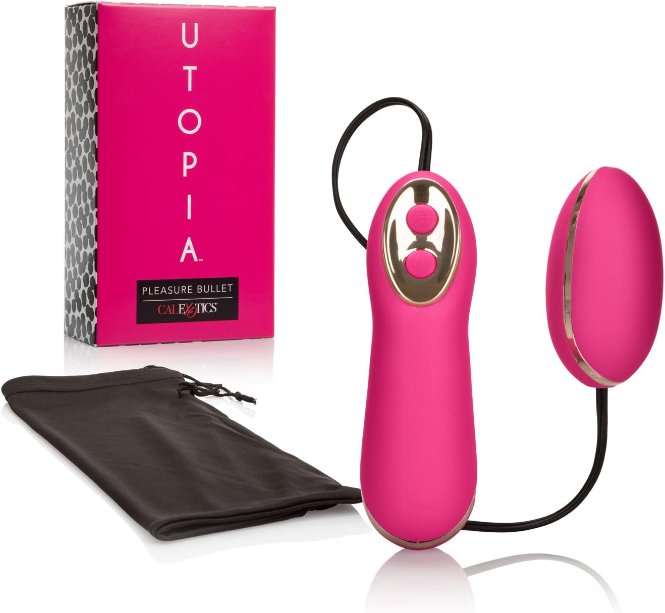 CalExotics Utopia Pleasure Bullet Wired Remote Control Bullet Vibrator - Waterproof Sex Toys for Couples - Adult Vibe Egg Massager – Pink*