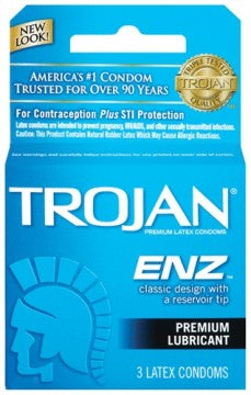 TROJAN ENZ LUBRICATED CONDOMS - 3 PACK
