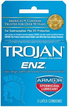 TROJAN ENZ SPERMICIDAL LUBRICATED CONDOMS - 3 PACK