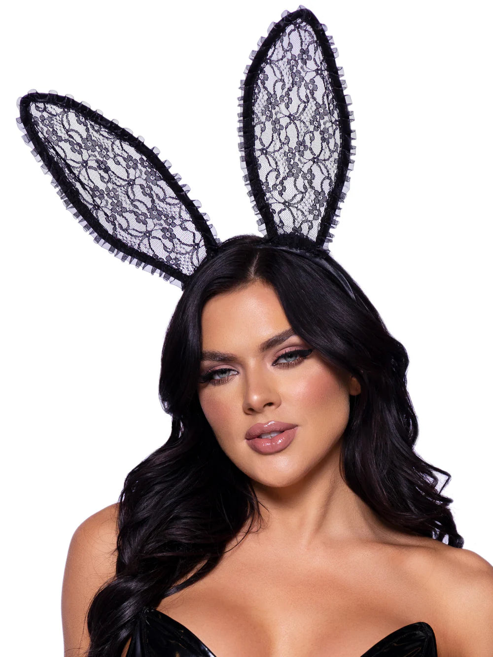 Leg Avenue Black Bendable Lace Bunny Ears