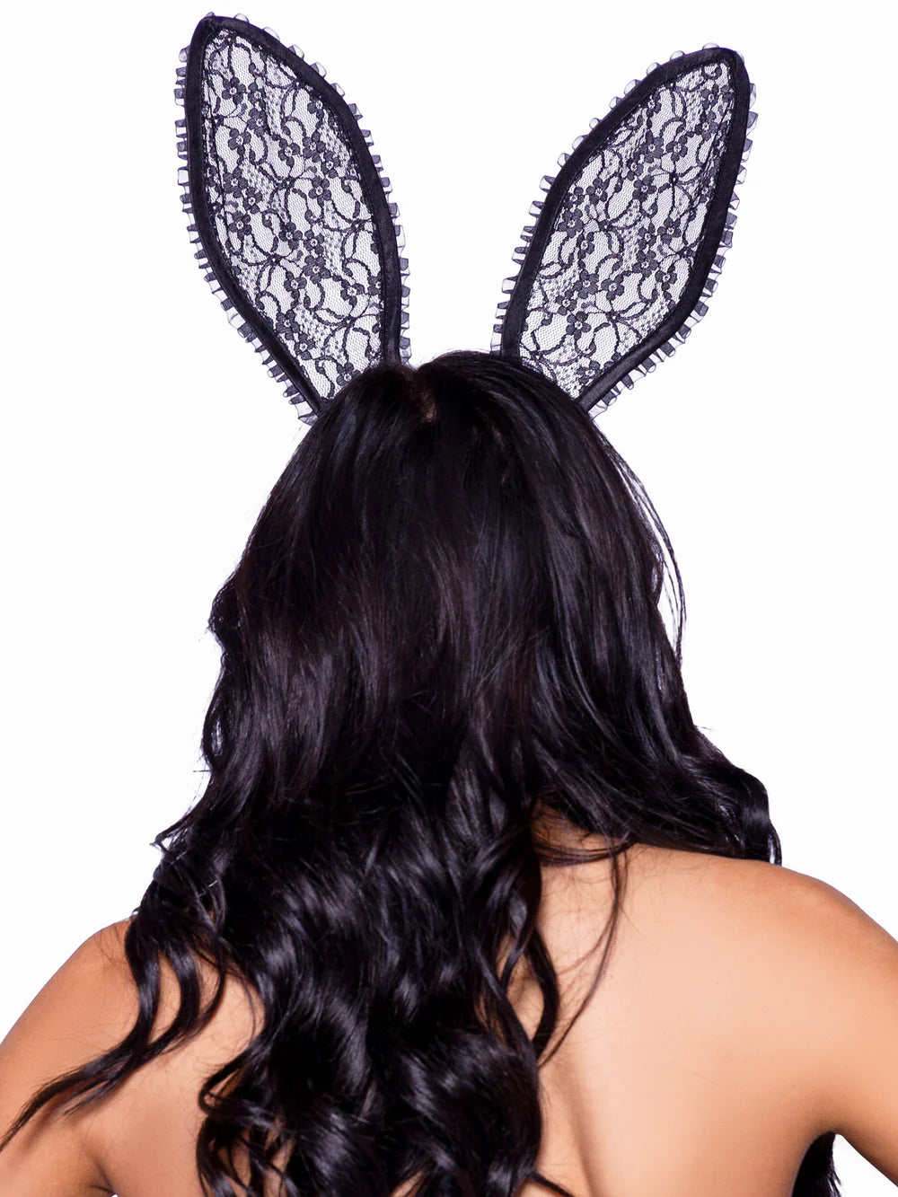 Leg Avenue Black Bendable Lace Bunny Ears
