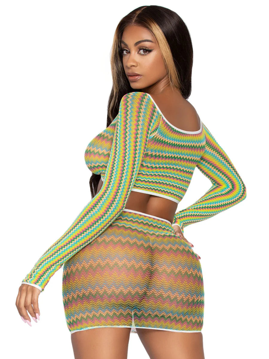 Leg Avenue 2pc Zig Zag Net Gauntlet sleeves