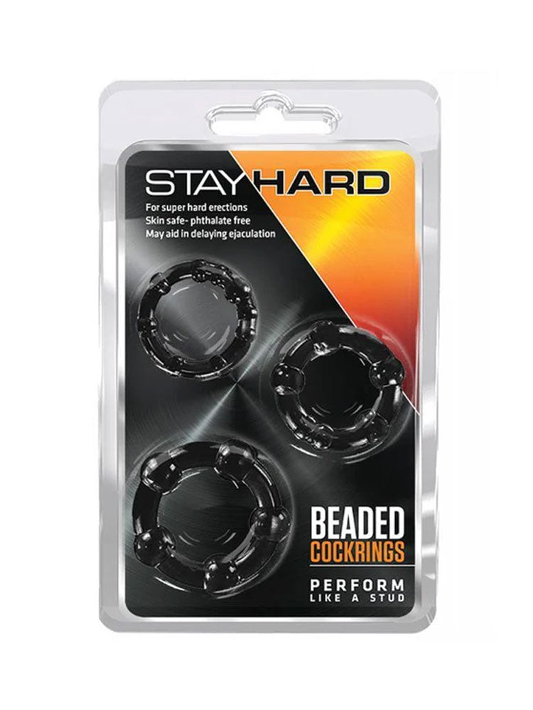 Stay Hard - Beaded Cock Rings - 3 Pack - Black