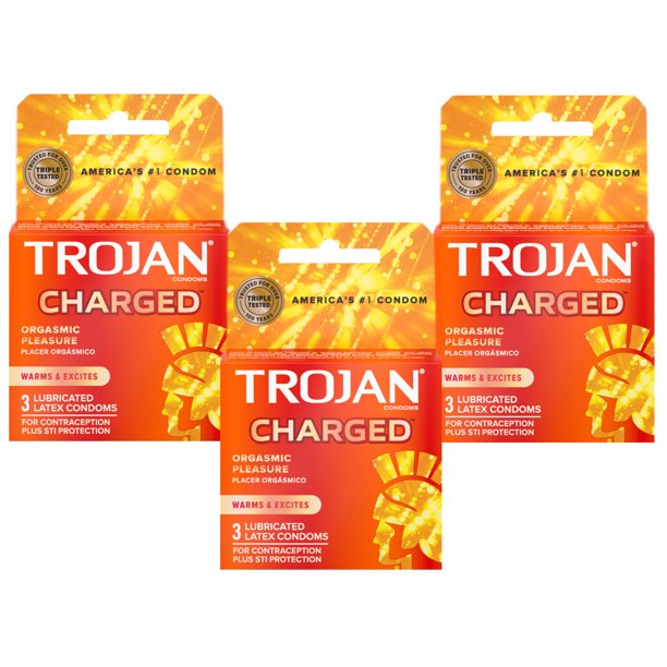TROJAN Intensified Charged Orgasmic Pleasure Lubricated Latex Condoms