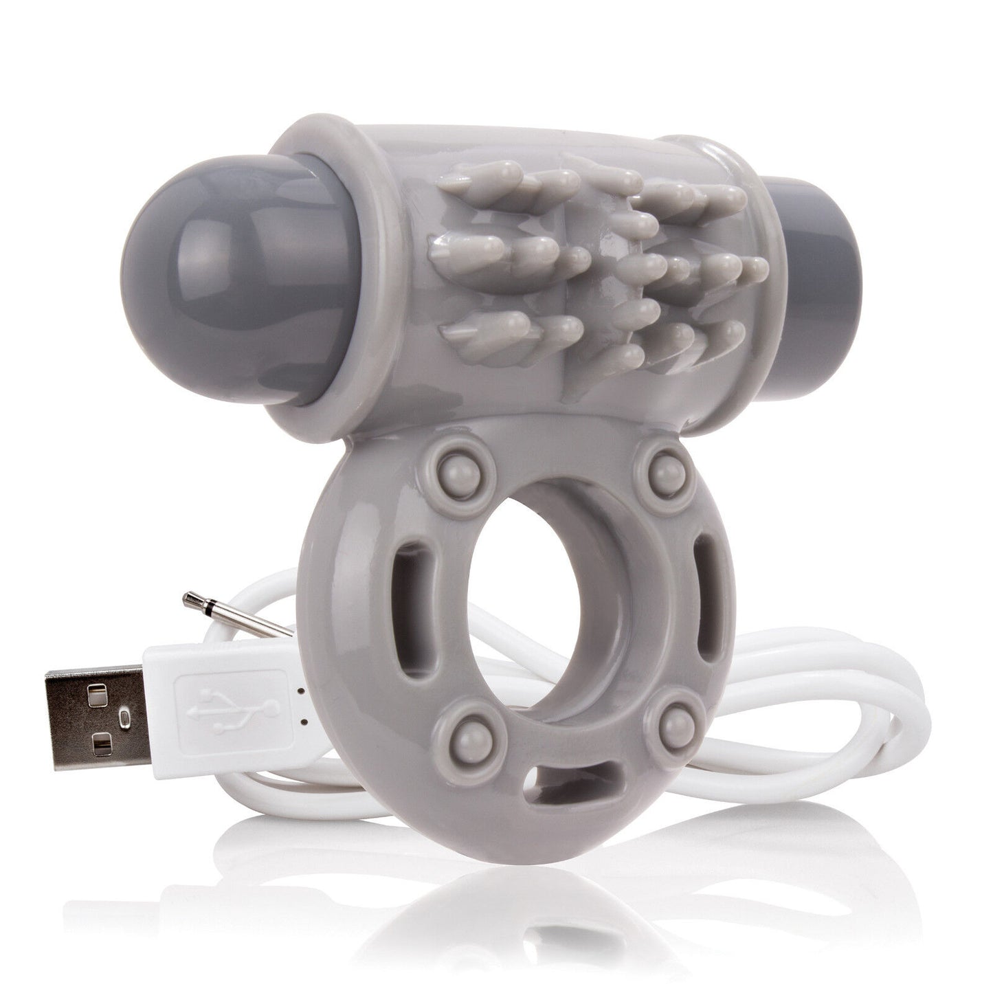 Charged Owow Rechargeable Vibe Ring Grey - Male Vibrating Cock Ring **