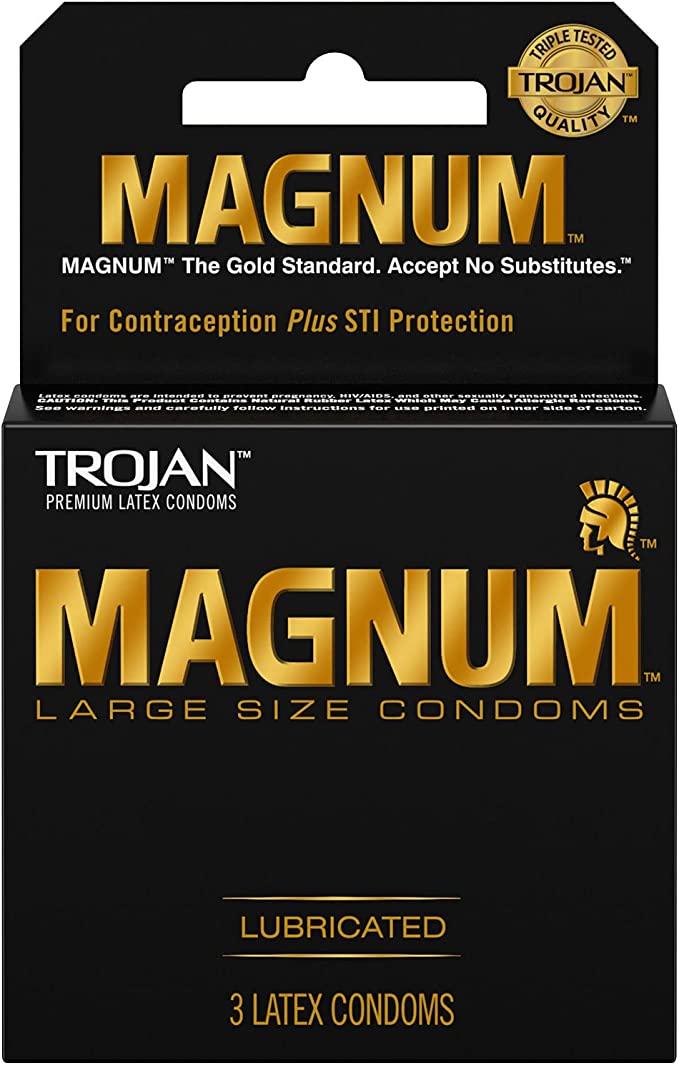 TROJAN Magnum Condoms Large Lubricated Latex 3 Each