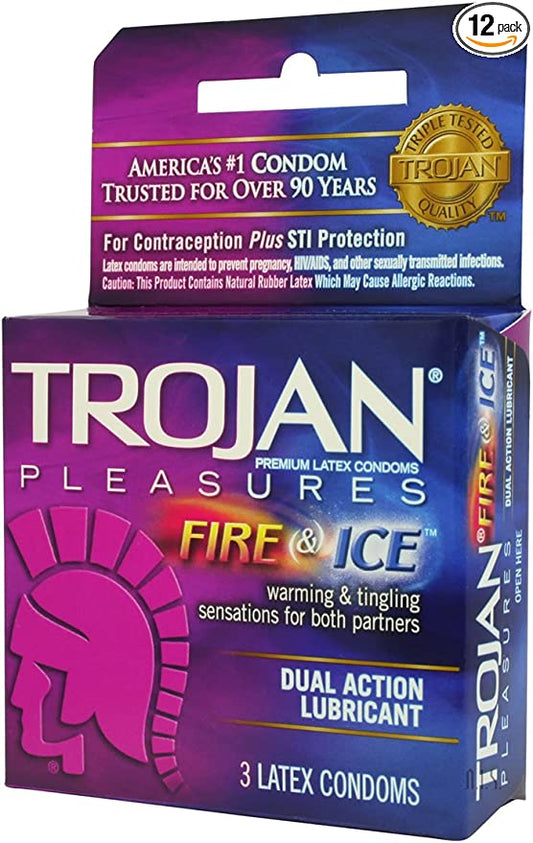 Trojan Pleasure Fire & ICE Dual Action Ultrasmooth Lubricated Premium Latex Condoms