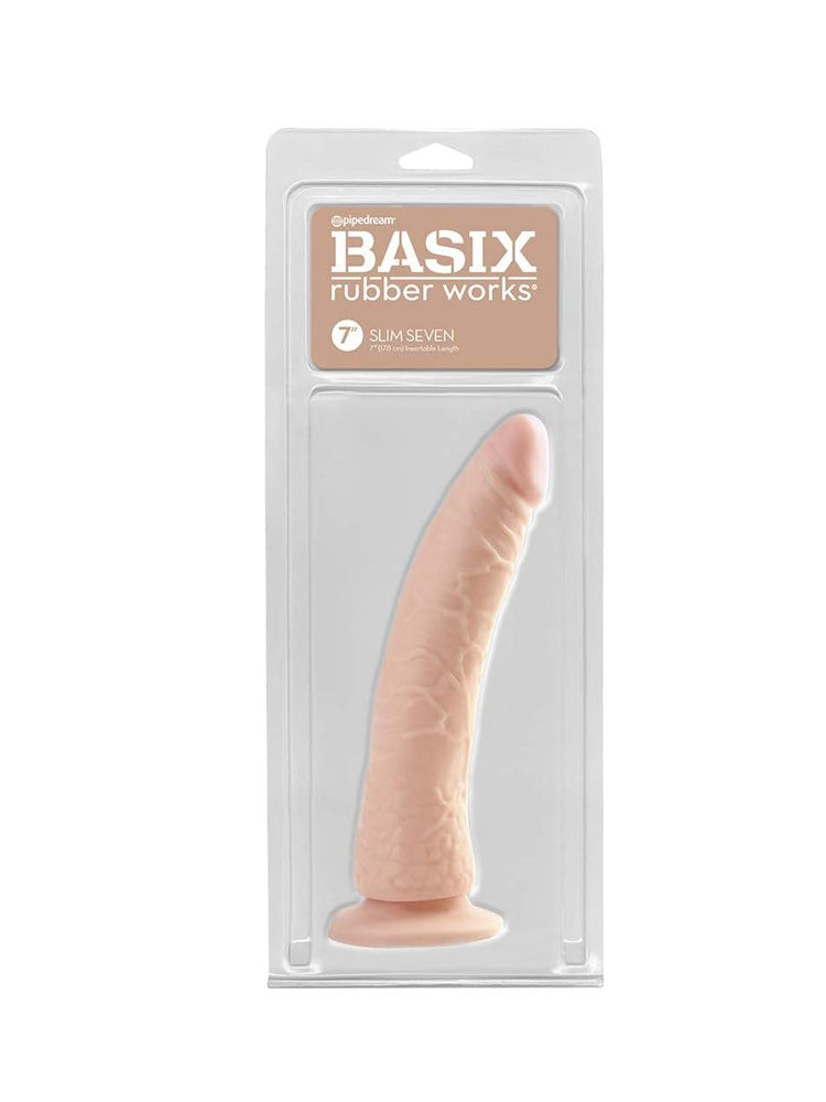 BASIX RUBBER WORKS - SLIM 7 INCH WITH SUCTION CUP - FLESH