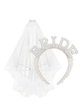 BRIDE PEARL HEADBAND WITH VEIL - WHITE