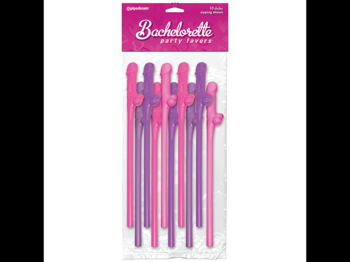 Bachelorette Party Dicky Sipping Straws-Pink/Purple 10pk