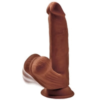 King Cock Plus Triple Density Cock With Swinging Balls-Brown 8"