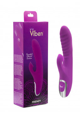 FRENZY RABBIT VIBE WITH CLITORAL SUCTION - BERRY