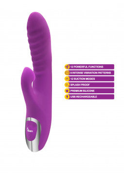 FRENZY RABBIT VIBE WITH CLITORAL SUCTION - BERRY