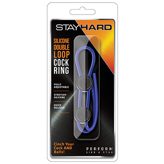Stay Hard Silicone Double Loop Cock Ring-Blue