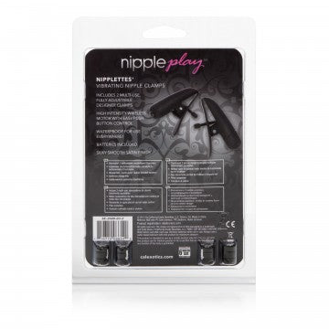 Nipple Play Nipplettes Vibrating Nipple Clamps - Black