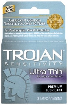 TROJAN SENSITIVITY ULTRA THIN LUBRICATED CONDOMS - 3 PACK