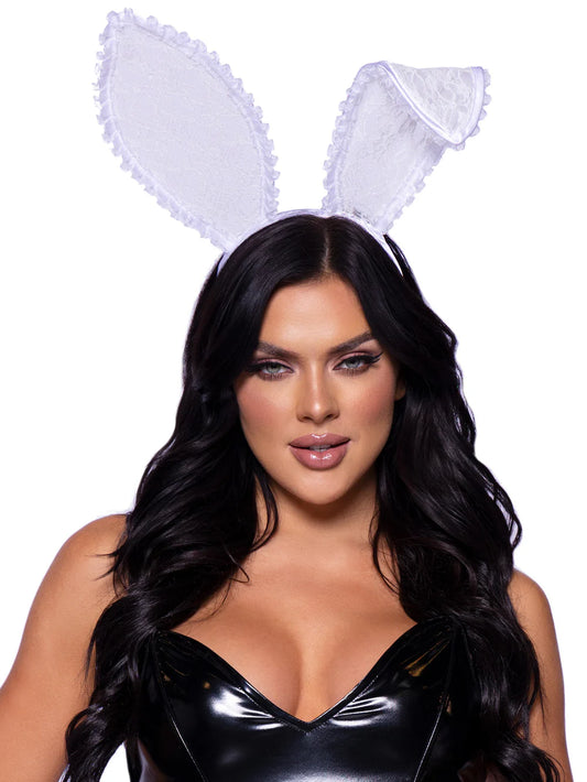 Leg Avenue White Bendable Velvet Bunny Rabbit Ear Headband