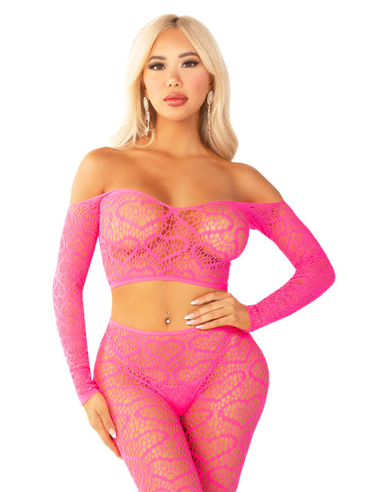 Leg Avenue Women Heart Net of pink