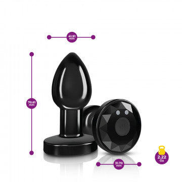 Cheeky Charm-Cheeky Charms - Rechargeable Vibrating Metal Butt Plug With Remote Contro—Black