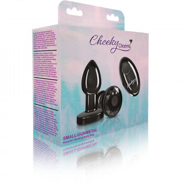 Cheeky Charm-Cheeky Charms - Rechargeable Vibrating Metal Butt Plug With Remote Contro—Black
