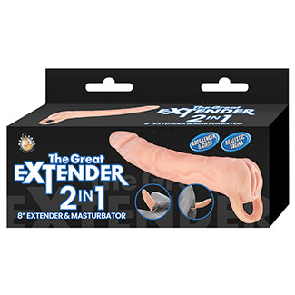 The Great Extender 2 In 1 Extender & Masturbator-White 8"