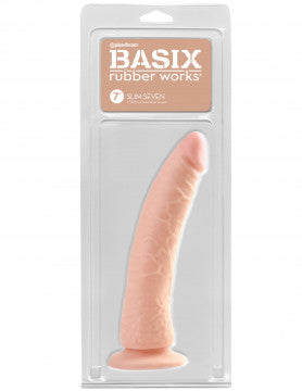 Basix Rubber Works - Slim 7 Inch With Suction Cup - Flesh