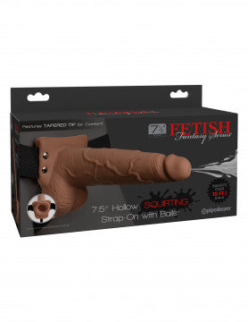 Fetish Fantasy Series 7.5 Inch Hollow Squirting Strap-on With Balls