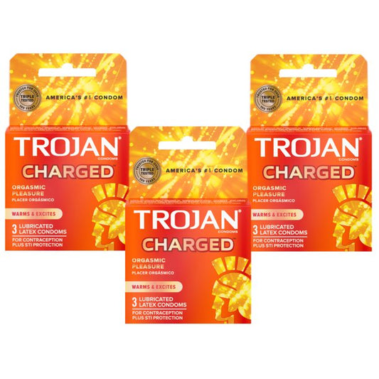 TROJAN Intensified Charged Orgasmic Pleasure Lubricated Latex Condoms