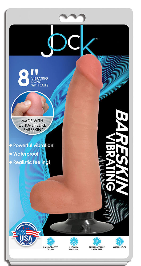 Jock 8" Bareskin Vibrating Dildo W/ Balls : Vanilla