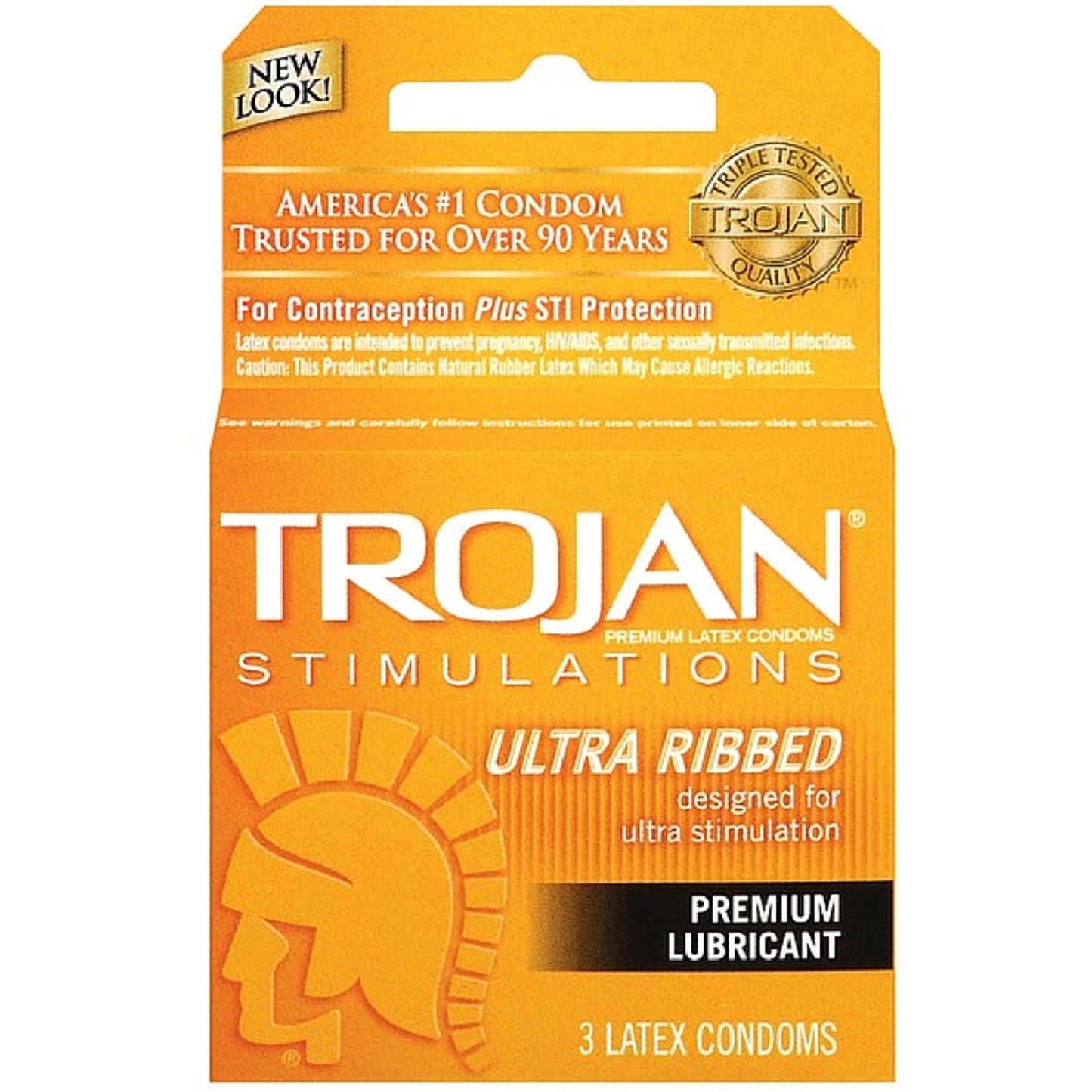TROJAN Stimulations Ultra Ribbed Premium Lubricant Condoms 3 ct