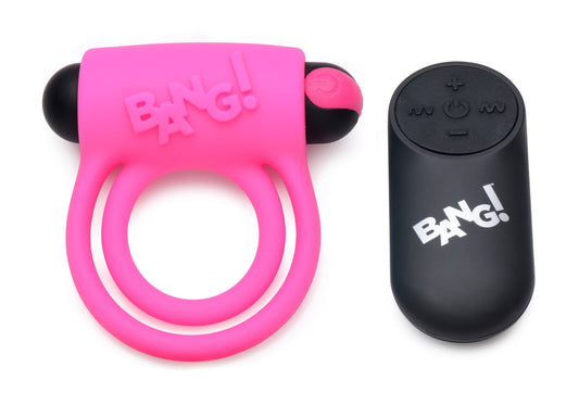 Remote Control 28X Vibrating Cock Ring and Bullet - Pink **