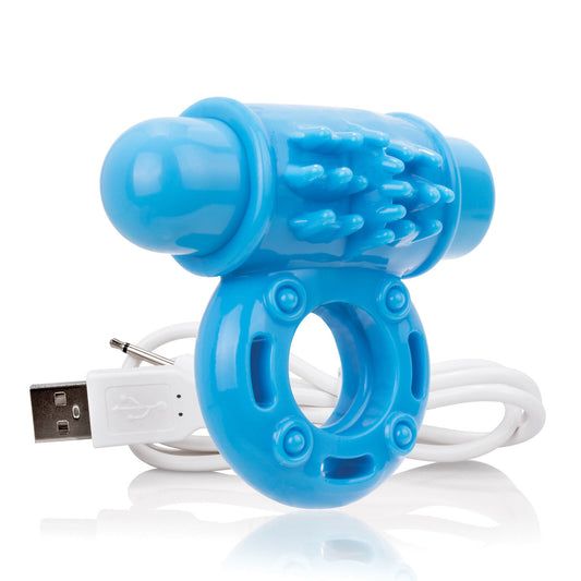 Charged Owow Rechargeable Vibe Ring Blue - Male Vibrating Cock Ring **
