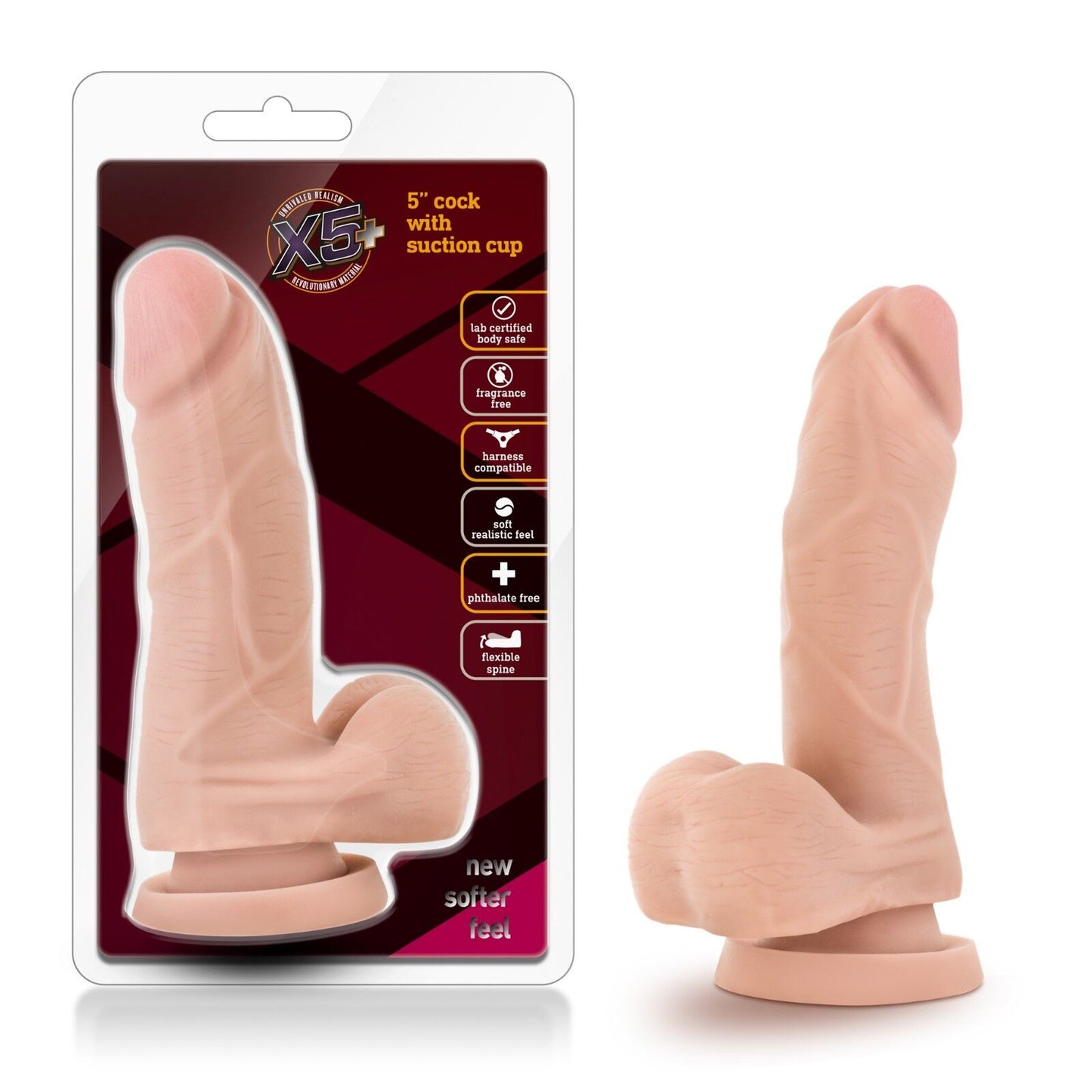 Blush X5 5" Dildo W/ Balls & Suction Cup
